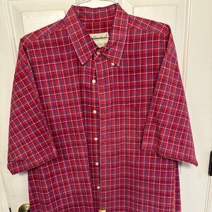 Eddie Bauer Men’s XL Red Plaid Short-Sleeve Button-Up Shirt